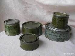 WW2 US LOT 3 COMBUSTIBLES RÉCHAUD/ALIMENTATION AMÉRICAIN IMPREGNITE SHOES M1 ET DUBBING