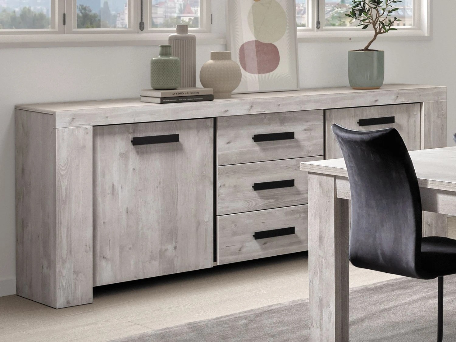 Buffet/bahut IBERA 2 Portes 3 Tiroirs Chêne Nordique 1 Buffet/bahut IBERA 2 Portes 3 Tiroirs Chêne Nordique