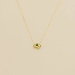 Collier Mi-long LUCKY EYE - Vert / Doré