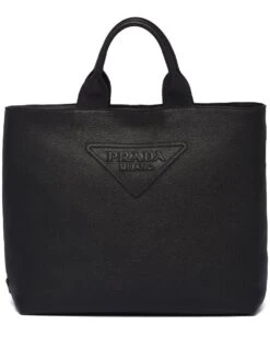 Homme Prada Sac Cabas En Cuir à Logo Embossé