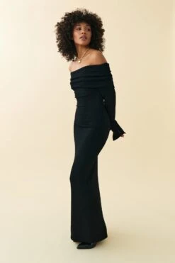 Gina Tricot Off Shoulder Maxi Dress Black
