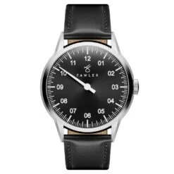 Fawler Paz | Montre Habillée Noire à Une Seule Aiguille En Acier Inoxydable