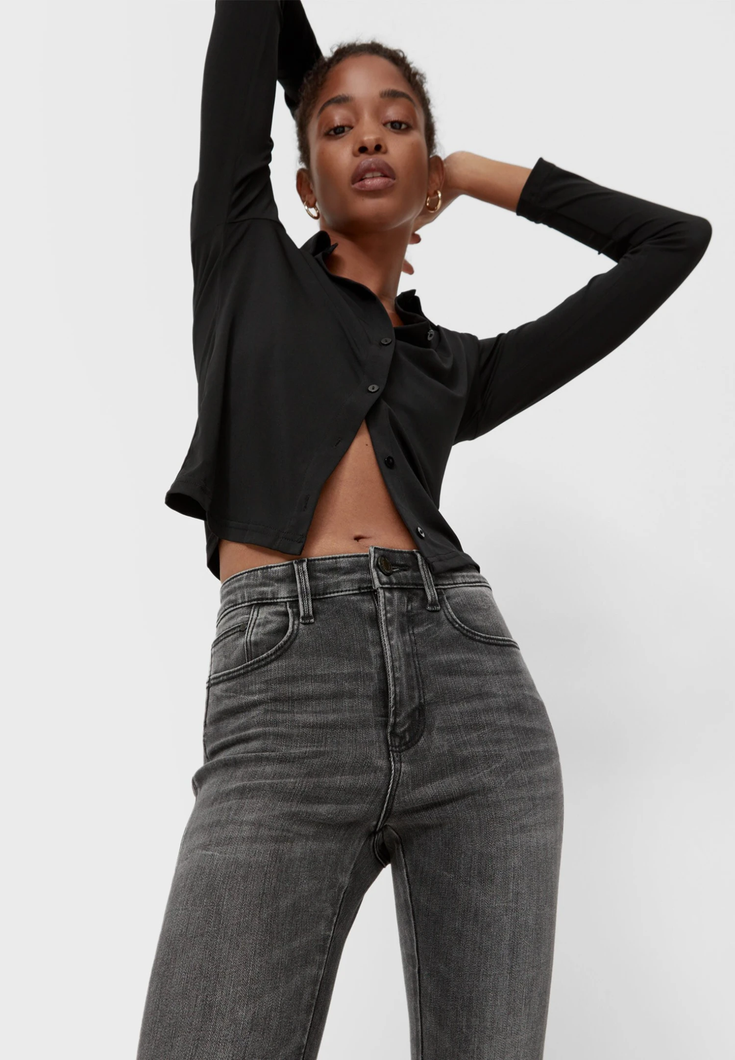 Stradivarius Mit Hohem Bund - Jean Slim - Dark Grey 6 Stradivarius Mit Hohem Bund - Jean Slim - Dark Grey – Image 4