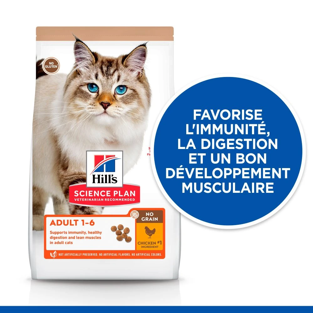 Hill's Science Plan No Grain Croquettes Sans Cereales Pour Chat Adulte Au Poulet - 1.5kg 5 Hill's Science Plan No Grain Croquettes Sans Cereales Pour Chat Adulte Au Poulet - 1.5kg – Image 3