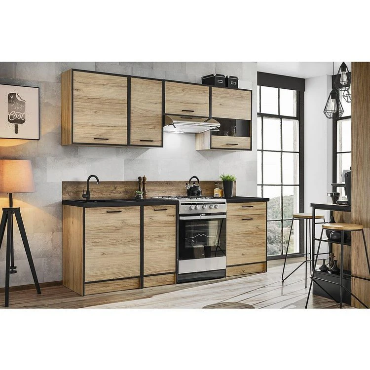 Habitat Et Jardin Ensemble De Cuisine Carballo - 220 X 72 Cm- Chêne 3 Habitat Et Jardin Ensemble De Cuisine Carballo - 220 X 72 Cm- Chêne – Image 2