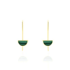 Boucles D'oreilles Pendantes Florica Or Jaune Malachite
