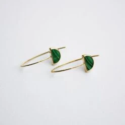Boucles D'oreilles Pendantes Florica Or Jaune Malachite -CrocForm Boutique B3OFJXV008 model1