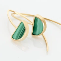 Boucles D'oreilles Pendantes Florica Or Jaune Malachite -CrocForm Boutique B3OFJXV008 view2