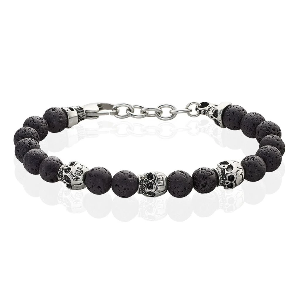 Bracelet Acier Blanc Hantz Pierre De Lave 3 Bracelet Acier Blanc Hantz Pierre De Lave