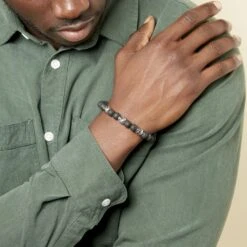 Bracelet Acier Blanc Hantz Pierre De Lave 11 Bracelet Acier Blanc Hantz Pierre De Lave -CrocForm Boutique FIBHBXN068 model2