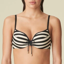 Bikini Forme Cœur Rembourré MERLE Noir Rayure Marie Jo Swim -CrocForm Boutique MA5F74 1