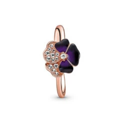 Bague Femme Rose Gold Pandora Moments Pétales Violettes & Strass