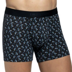 Boxer Homme En Coton Et Modal à Motif Cachemire James Bleu