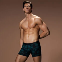 Boxer Noir Et Bleu à Motif Floral En Lyocell I Am Guardian -CrocForm Boutique boxer noir et bleu a motif floral en lyocell i am guardian 3