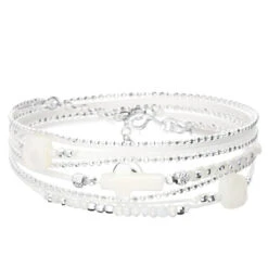 BRACELET VIRTUOSE BLANC CROIX ET PIERRES NACRES