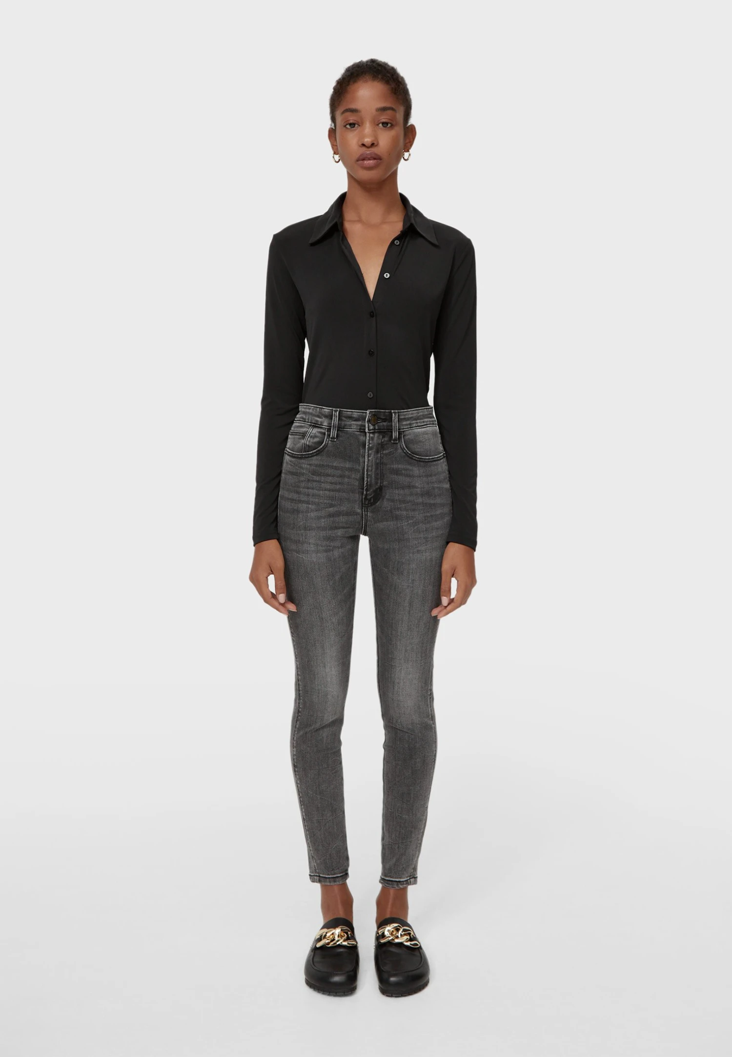 Stradivarius Mit Hohem Bund - Jean Slim - Dark Grey 4 Stradivarius Mit Hohem Bund - Jean Slim - Dark Grey – Image 2