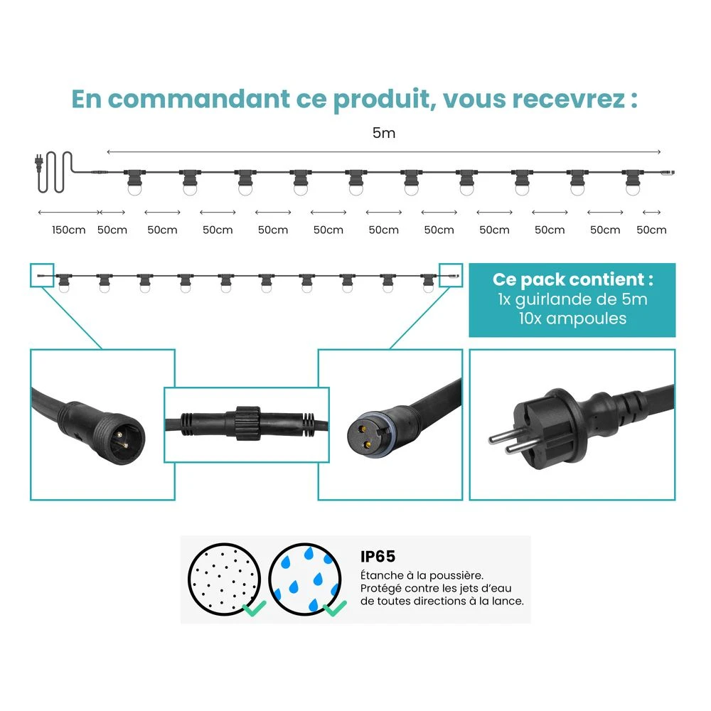 Guirlande Guinguette IP65 5M 10 Bulbes - SkyLantern.fr 3 Guirlande Guinguette IP65 5M 10 Bulbes - SkyLantern.fr – Image 2