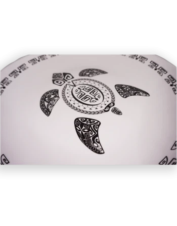 Plat Rond Blanc, Motif Tatouage Polynésien Tortue, 40cm 4 Plat Rond Blanc, Motif Tatouage Polynésien Tortue, 40cm – Image 2