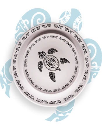 Plat Rond Blanc, Motif Tatouage Polynésien Tortue, 40cm 6 Plat Rond Blanc, Motif Tatouage Polynésien Tortue, 40cm – Image 4