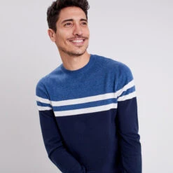 Pull Manches Longues Bleu Foncé Homme