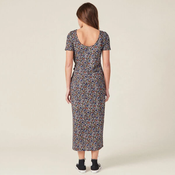 Robe Longue Droite Avec Noeud Multicolore Femme 5 Robe Longue Droite Avec Noeud Multicolore Femme – Image 3