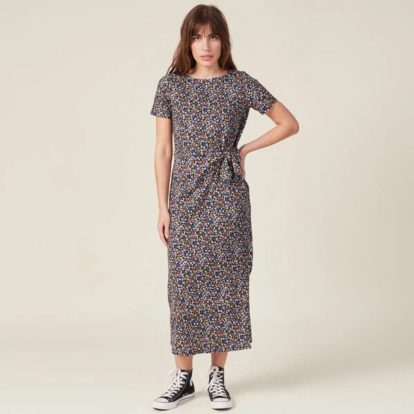 Robe Longue Droite Avec Noeud Multicolore Femme 8 Robe Longue Droite Avec Noeud Multicolore Femme – Image 6