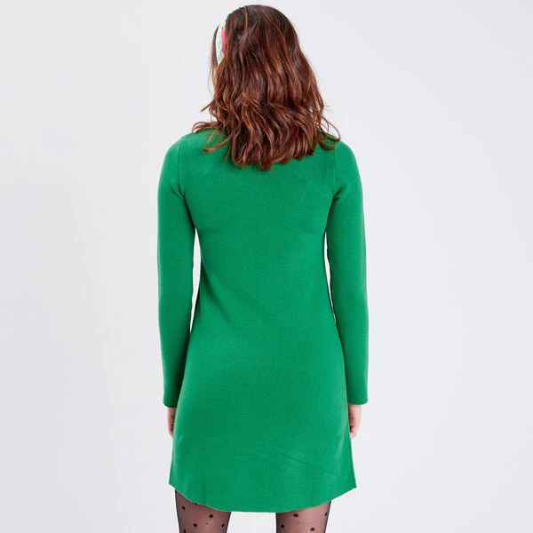 Robe Pull Droite Avec Poches Vert Femme 5 Robe Pull Droite Avec Poches Vert Femme – Image 3