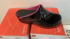 Sabot Sanita Noir Brillant Couture Rose