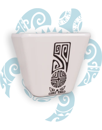 Saucier Carré Blanc, Motif Tatouage Frise Polynésienne, 7x7cm 2 Saucier Carré Blanc, Motif Tatouage Frise Polynésienne, 7x7cm