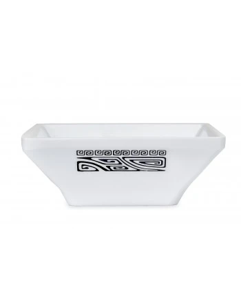 Saucier Carré Blanc, Motif Tatouage Polynésien, 9x9cm 3 Saucier Carré Blanc, Motif Tatouage Polynésien, 9x9cm