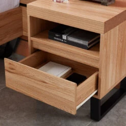 Table De Chevet FELIX Effet Chêne Et Pieds En Métal 1 Tiroir Et 1 Ni... -CrocForm Boutique table de chevet felix effet chene et pieds en metal 1 tiroir et 1 niche l45cm 10874190 28387686 1140x1140