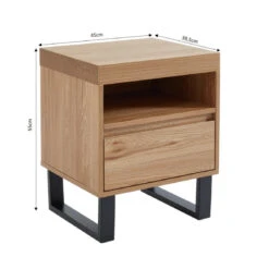 Table De Chevet FELIX Effet Chêne Et Pieds En Métal 1 Tiroir Et 1 Ni... -CrocForm Boutique table de chevet felix effet chene et pieds en metal 1 tiroir et 1 niche l45cm 10874190 28387688 1140x1140