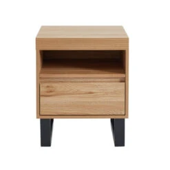 Table De Chevet FELIX Effet Chêne Et Pieds En Métal 1 Tiroir Et 1 Ni... -CrocForm Boutique table de chevet felix effet chene et pieds en metal 1 tiroir et 1 niche l45cm 10874190 28387690 1140x1140
