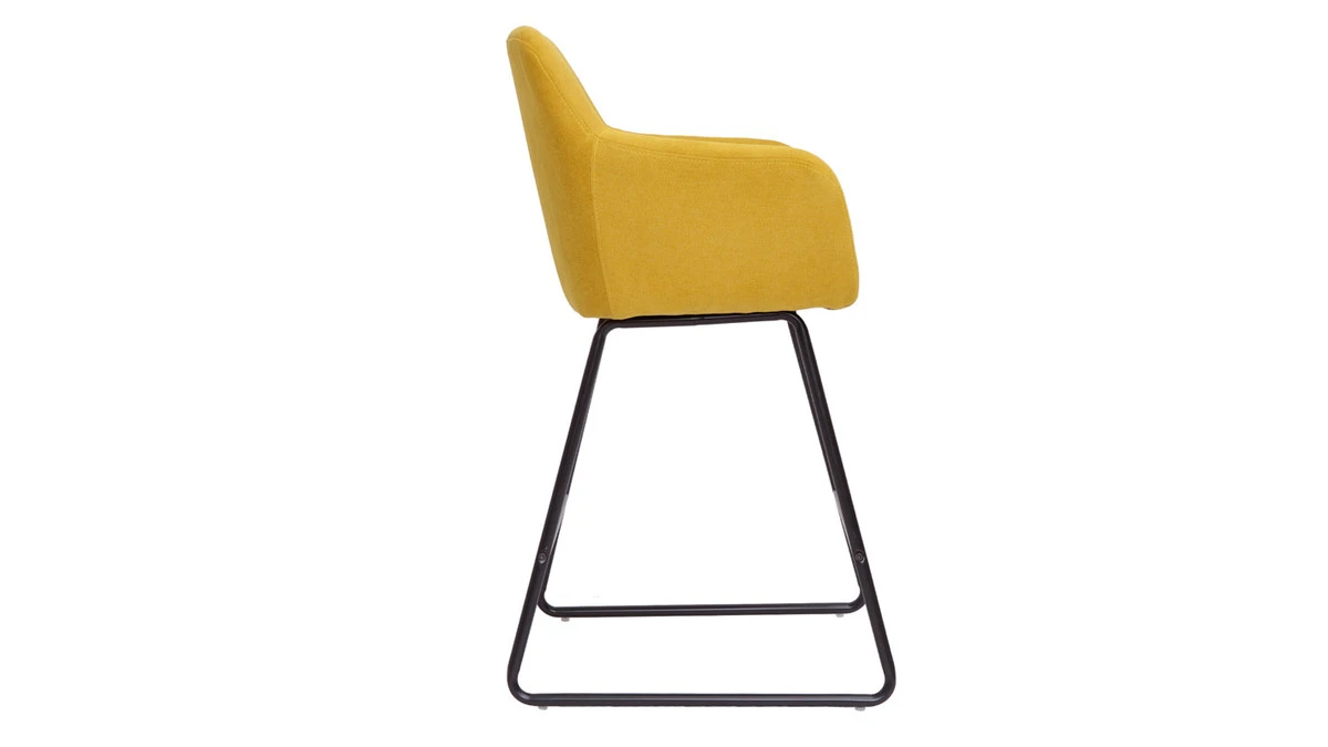 Tabourets De Bar En Tissu Effet Velours Jaune Moutarde H65 Cm (lot De 2) AMIKA 4 Tabourets De Bar En Tissu Effet Velours Jaune Moutarde H65 Cm (lot De 2) AMIKA – Image 4