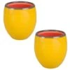 Tasse En Faïence Rouge Et Verte Jaune Et Rouge - Lot De 2